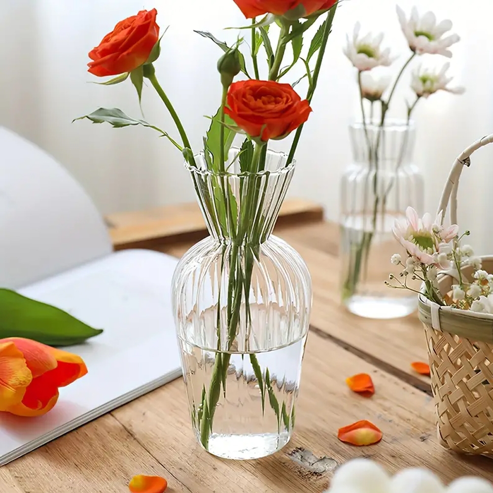 Vas Bunga Kaca Bening / Vas Bunga Kaca Bening Aesthetic / Vas Bunga Kaca Eksklusif Desain Menarik