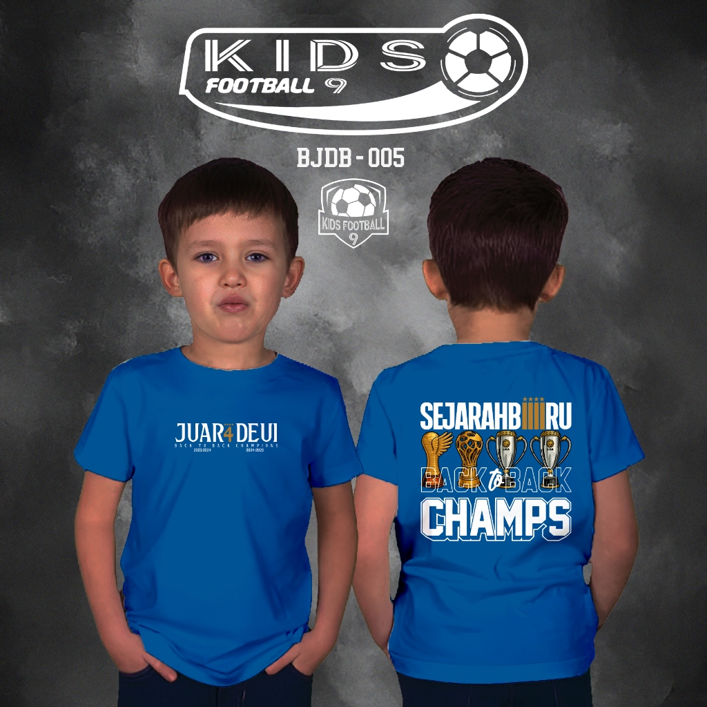 BAJU DISTRO ANAK 1 - 12 TAHUN KAOS PERSIB BACK TO BACK CHAMPIONS PERSIB JUARA DEUI