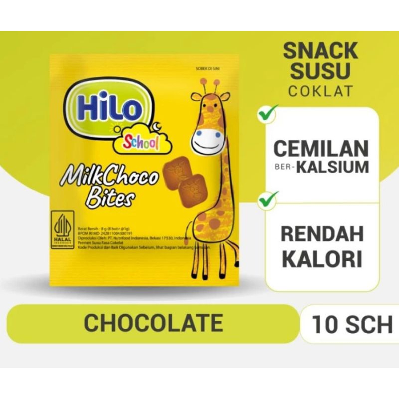 

Hilo School Choco Bites 10's - Susu Permen Coklat Kalsium