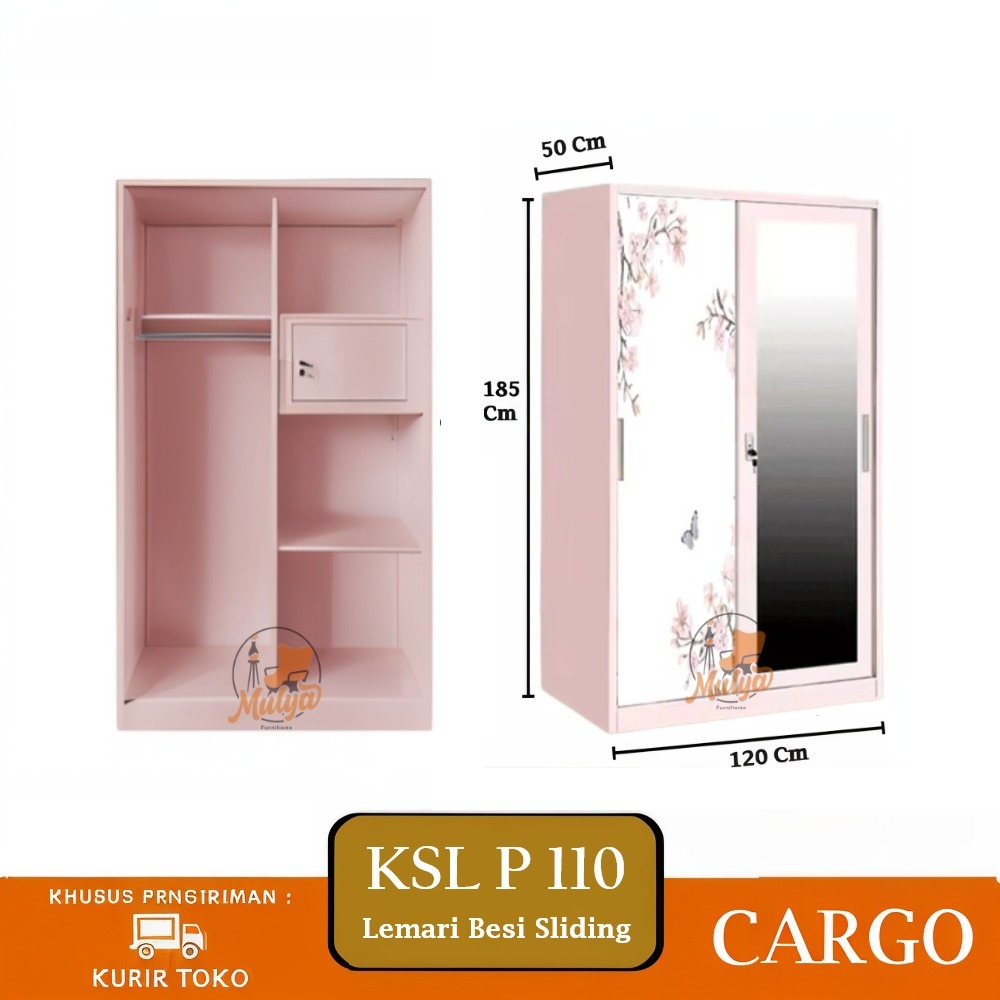 Lemari Baju Sliding 2 Pintu Besi / Lemari Pakaian Besi 2 Pintu Sliding & Kaca Lemari Pakaian Minimal