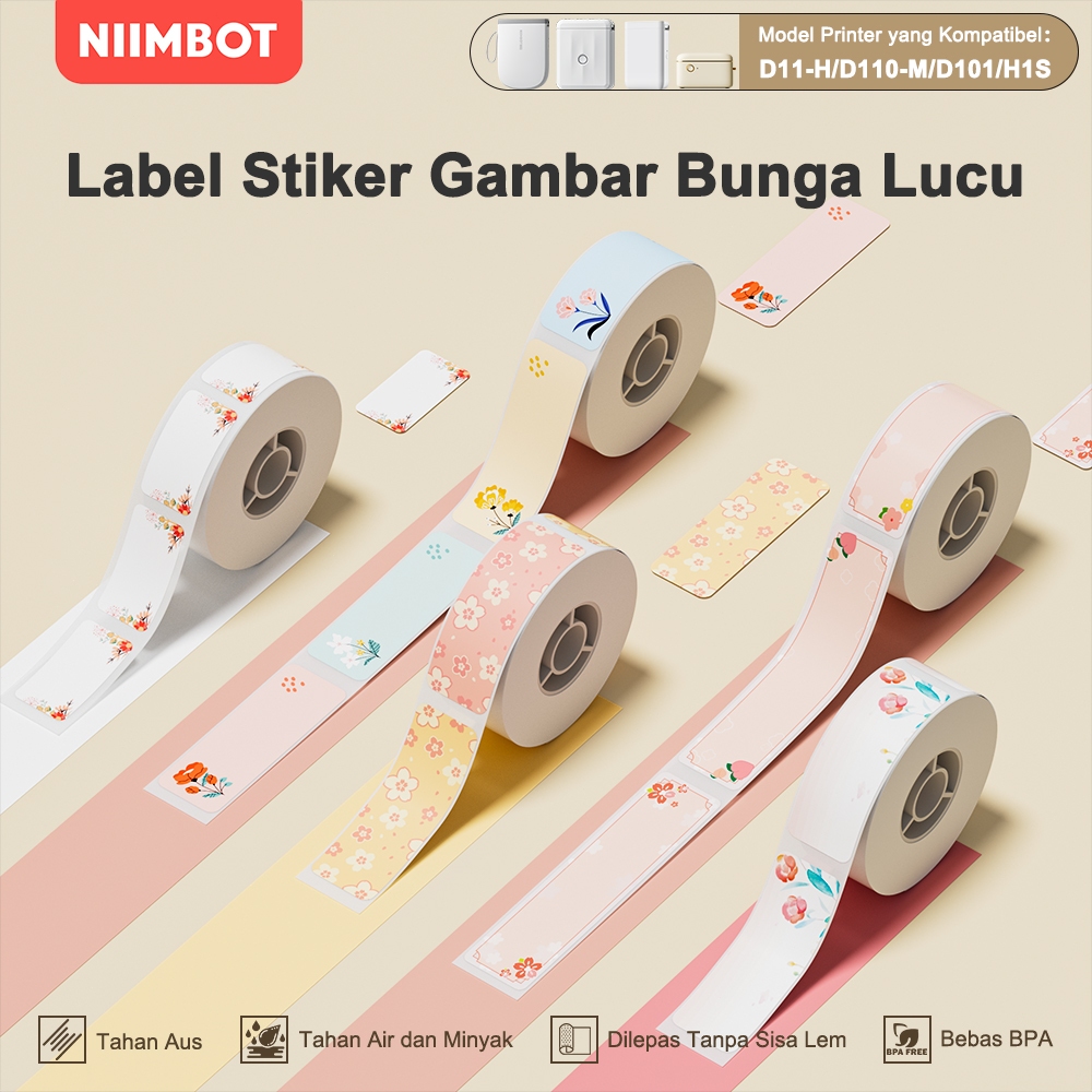 

NIIMBOT D11 / D110 / D101 Stiker Label Pola Bunga Lucu Stiker Label Nama Klasifikasi Taman