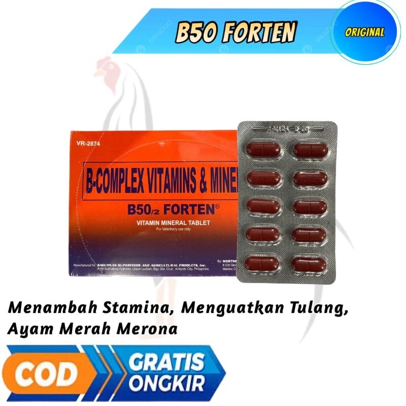 B50 Forten multivitamin ayam aduan (1strip)