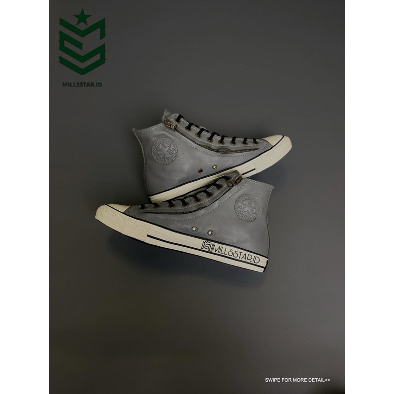 CONVERSE CTAS HI DOUBLE ZIPPER LEATHER GREY