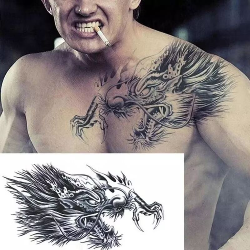 COD| TATTO TEMPORER SGT 004 NAGA BESAR size 35x19 tatto temporary stiker tatto PUNGGUNG DADA TAHAN L