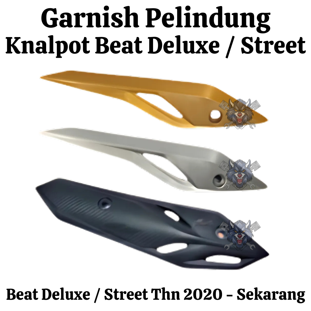 Cover tutup tameng pelindung knalpot beat deluxe street new led 2020 K1A set aksesoris garnish silve