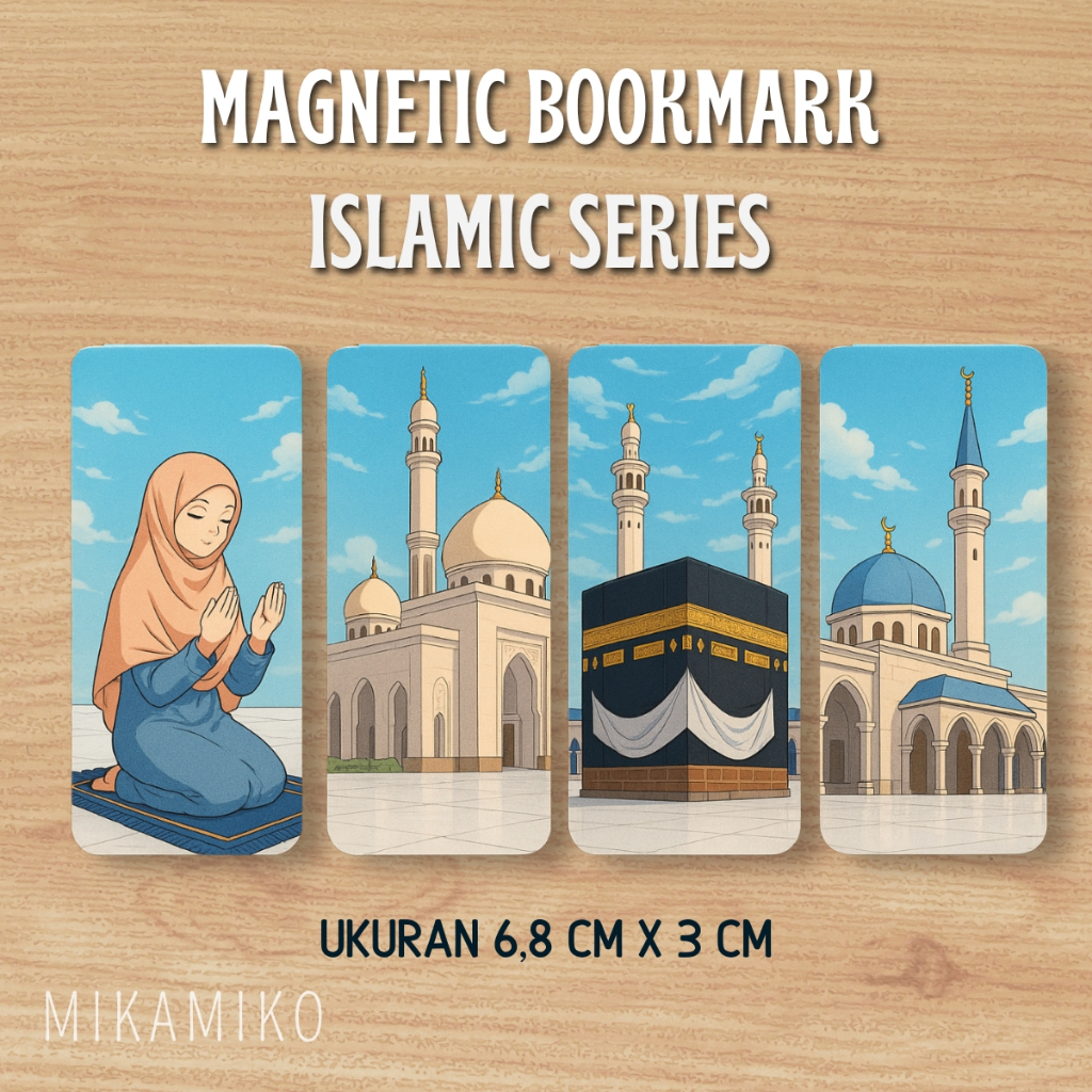 

Magnetic Bookmark Islamic Series 1 Ka'bah Hijabi Girl Madinah Pembatas Buku Magnet Handmade