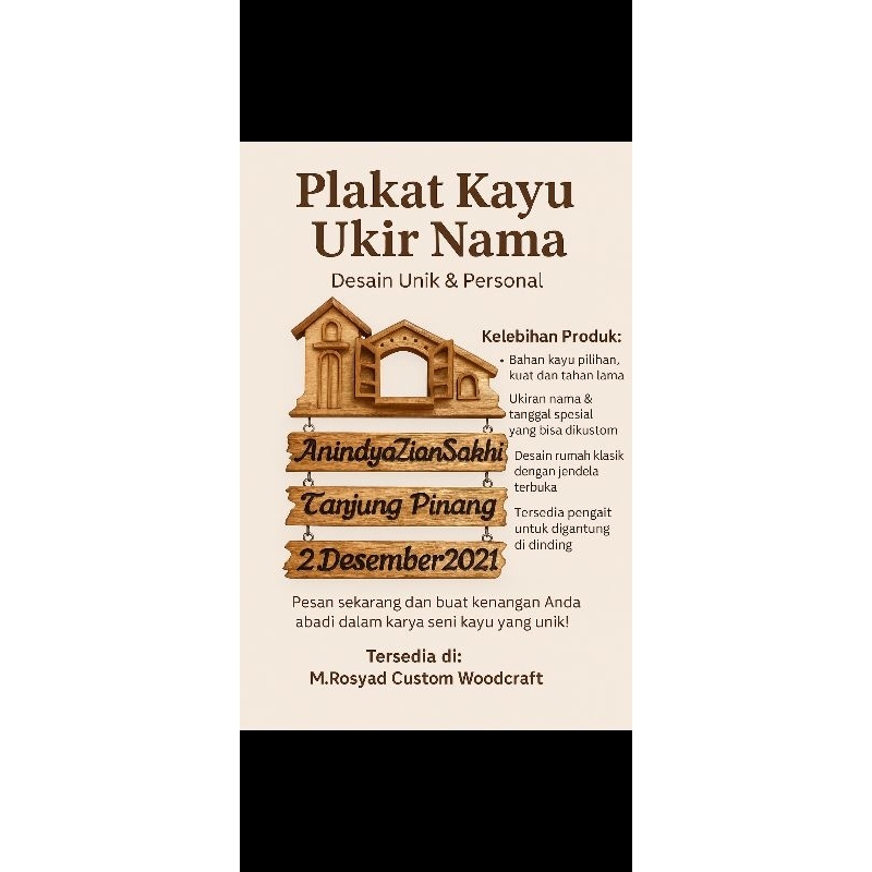Papan Nama Custom – Tanggal Kelahiran / Wedding Day