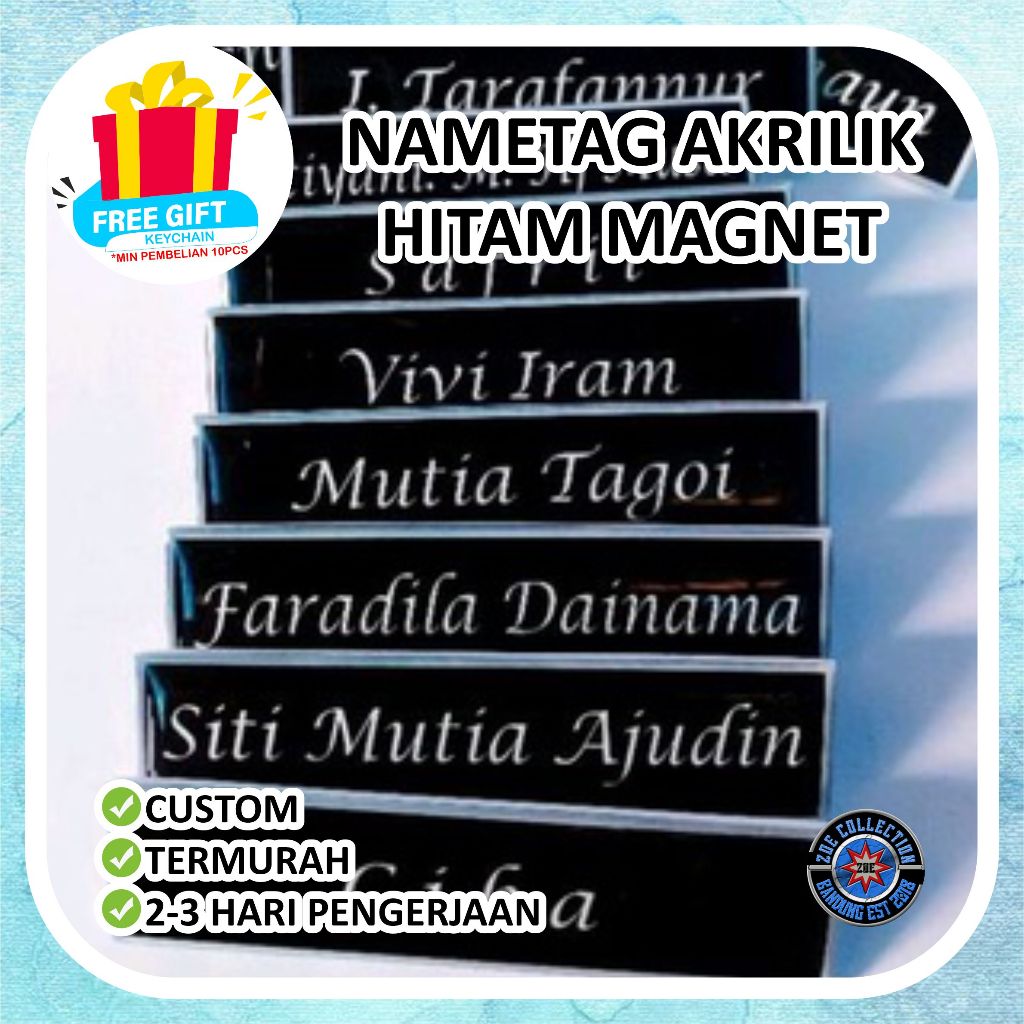 

Joe.Collections - Nametag Akrilik Hitam Resin Magnet