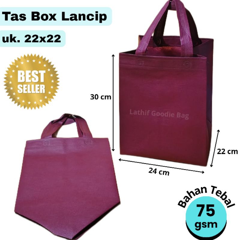 

Tas HBPA Pres BOX untuk isi (Box 22x22 / Box 20x20 ) HARGA PCS bahan 75gm / Goodie Bag