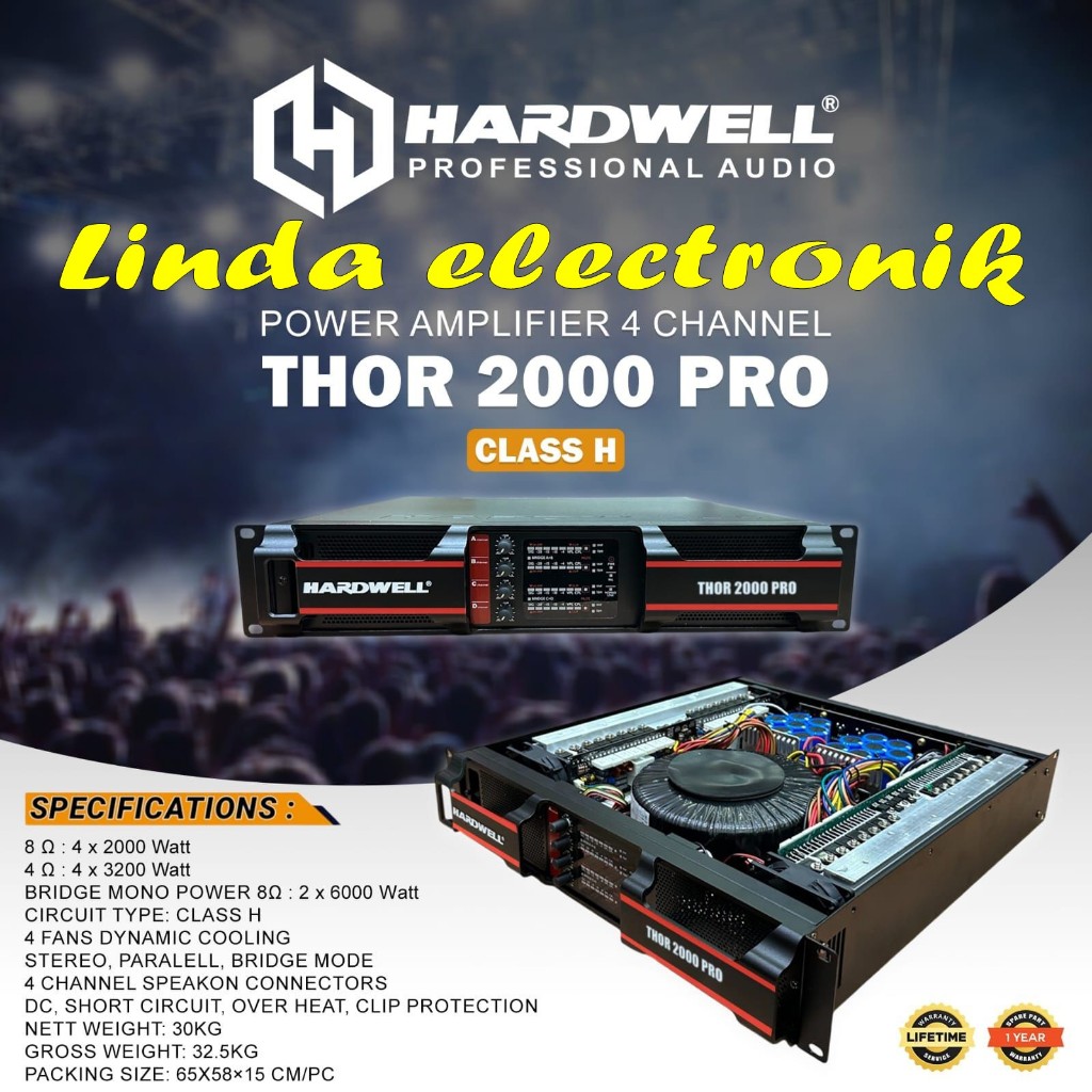 POWER AMPLIFIER HARDWELL THOR 2000 PRO / THOR2000 PRO / THOR 2000PRO 4 X 2000 WATT CLASS H ORIGINAL