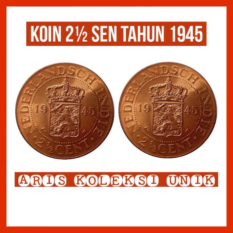 koin benggol besar 2½ sen tahun 1945 bagus buat kerokan asli