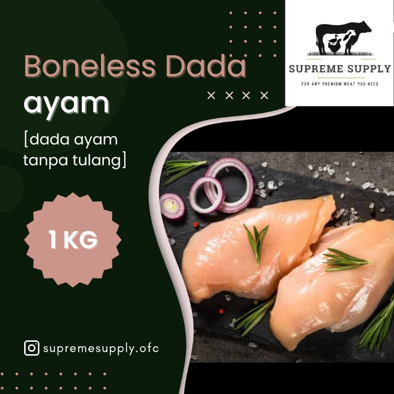 

PREMIUM Dada Ayam Boneless Fillet Tanpa Tulang 1 kg | Fresh Halal Organic Boneless Fillet Chicken Breast Frozen