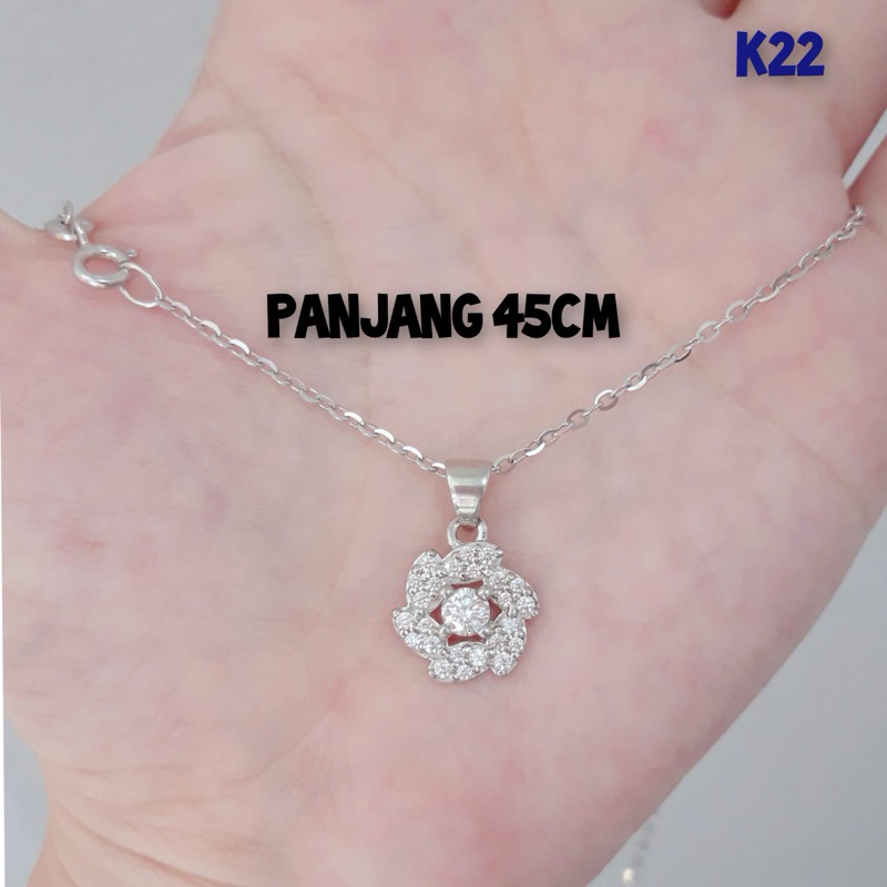 kalung liontin mata crystal perak asli 925 lapis emas putih anti karat kwalitas import k22