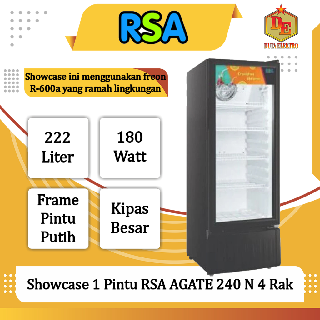 Showcase 1 Pintu RSA AGATE 240 N 4 Rak