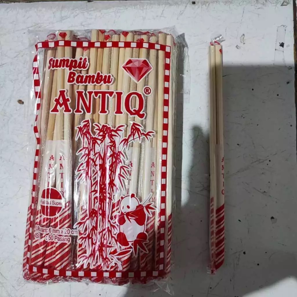 [50PSG] Sumpit Bambu Steril MERK Antiq Sekali Pakai / Sumpit Bakmie 6mm x 20cm
