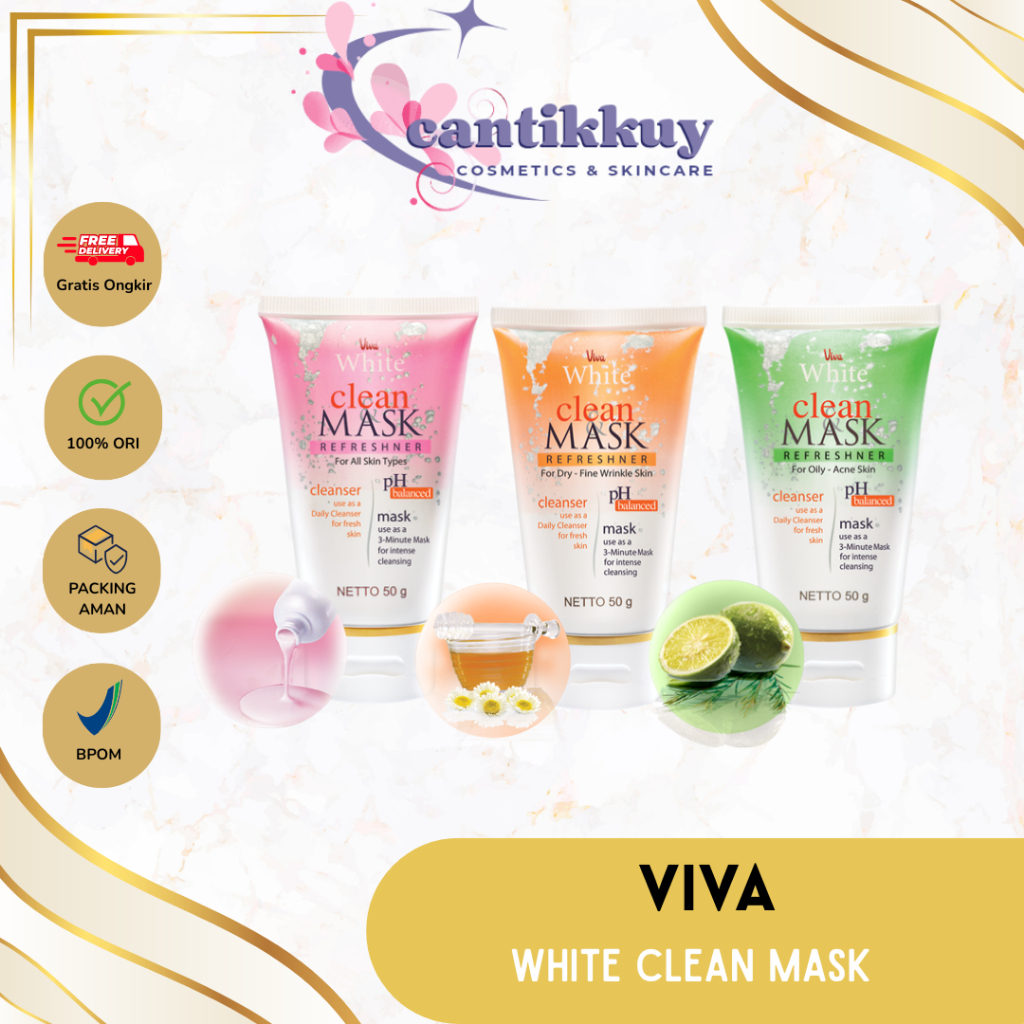 ✨cantikkuy✨ VIVA White Clean Mask Refreshner pH Balance 50gr - Sabun Muka Viva Sekaligus Masker Waja