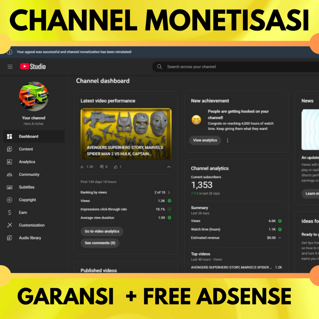 

Channel YouTube Monetisasi Murah YT MONET Terbaru