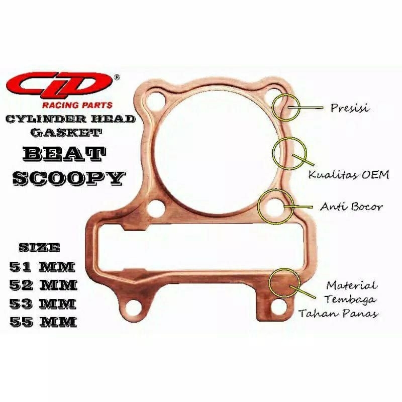 Paking tembaga blok Head Honda Beat/Scoopy karbu CLD Racing