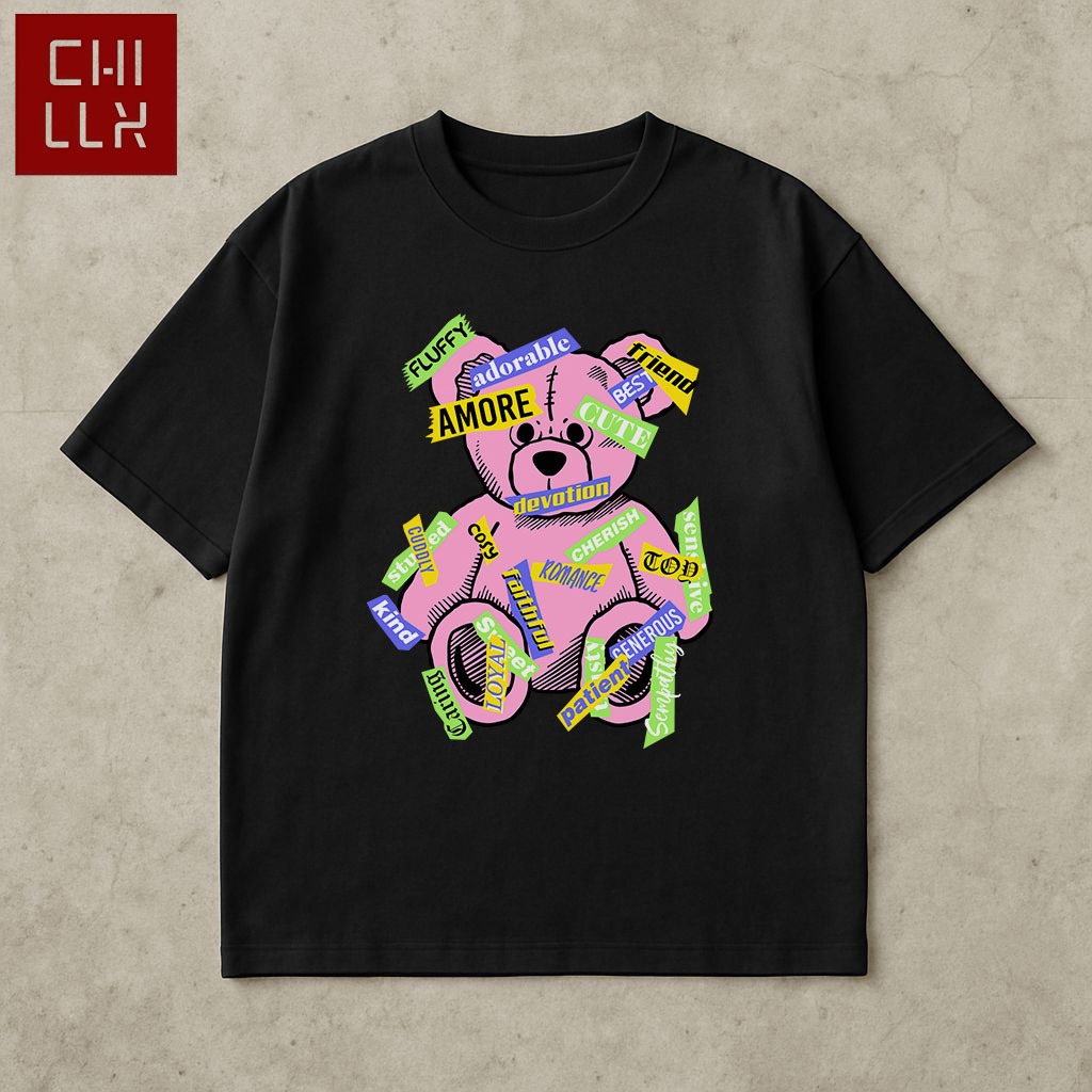 Baju kaos oversize pria I PINK BEAR I baju oversize pria original 100% I kaos pria oversize t shirt