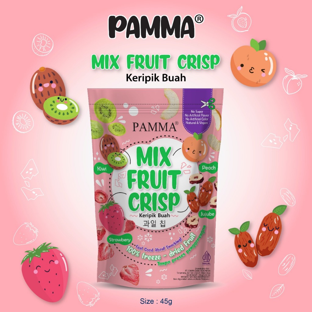 

Mix Fruit Crisp PAMMA 45g & Mix Vegie Crisp / Buah Mix Fruit Halal
