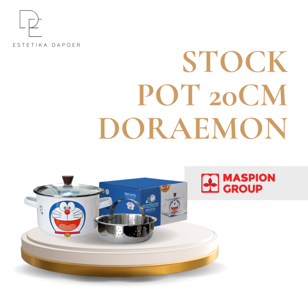 Stock Pot/Panci Steamer Doraemon Enamel 20cm Maspion
