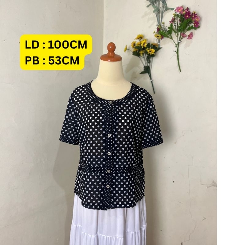 BLOUSE CROP TOP WANITA MOTIF POLKADOT
