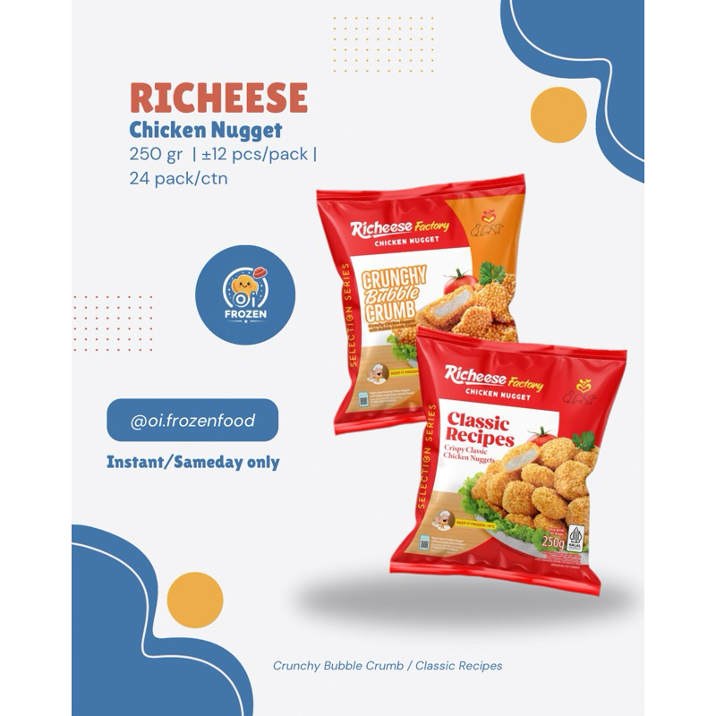 

Richeese Factory Crunchy Bubble Crumbs Classic Recipes Chicken Nugget 250gr