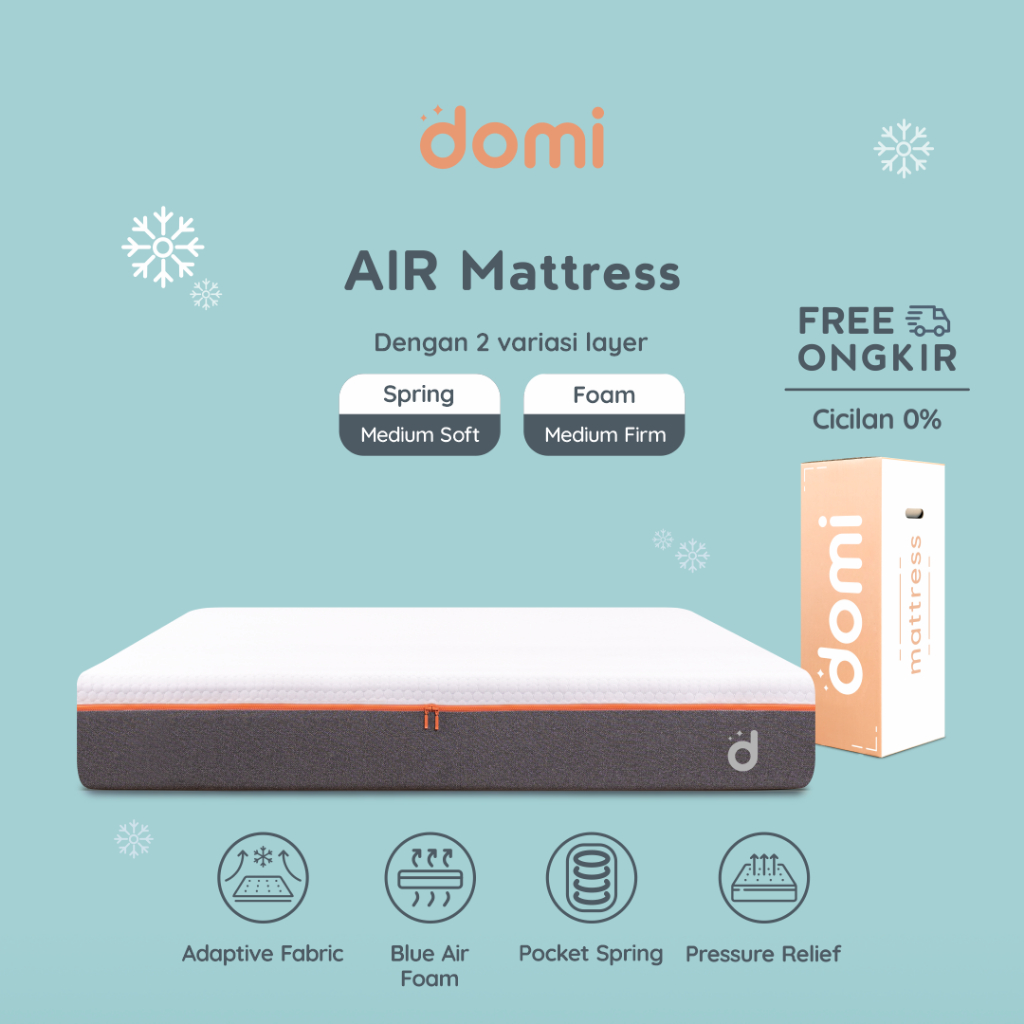 Domi AIR Mattress 24cm / Kasur Pocket Spring Bed / Cooling Blue Air Foam / Air Flow / Mattress in a 