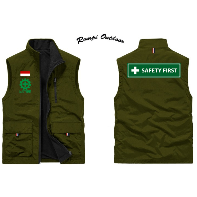 Rompi Pria | Rompi Vest Safety First | Rompi Kasual | Rompi Lapangan Dinas Safety | Rompi Jaket Safe