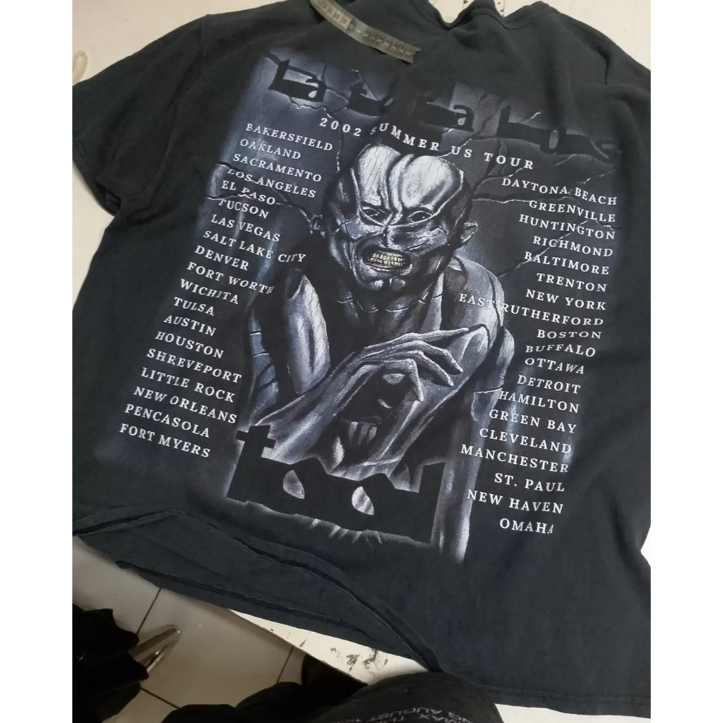 KAOS BAND TOOL REAL FOTO  TOOL - LATERALUS 2002 SUMMER US TOUR EUROSIZE TEE VINTAGE FADED || KAOS TO