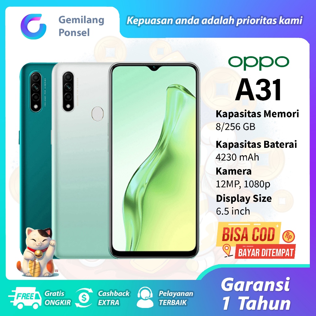 [Shopee Mall] HP OPPO A31 RAM 8/256 GB Smartphone Garansi 1 Tahun