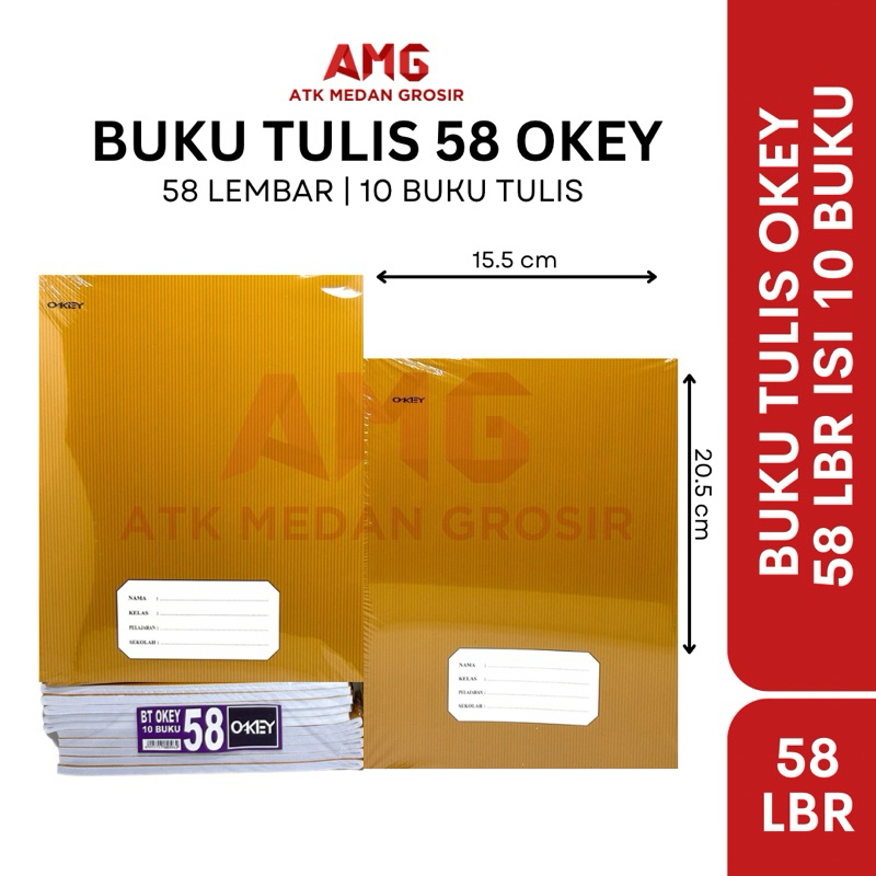 

BUKU TULIS OKEY PENDEK 58 LEMBAR ISI 10 BUKU