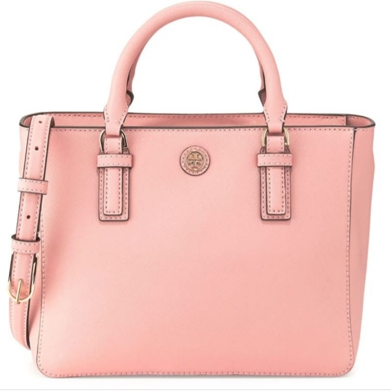 TORY BURCH ROBINSON MINI SQUARE TOTE BAG ROSE PINK