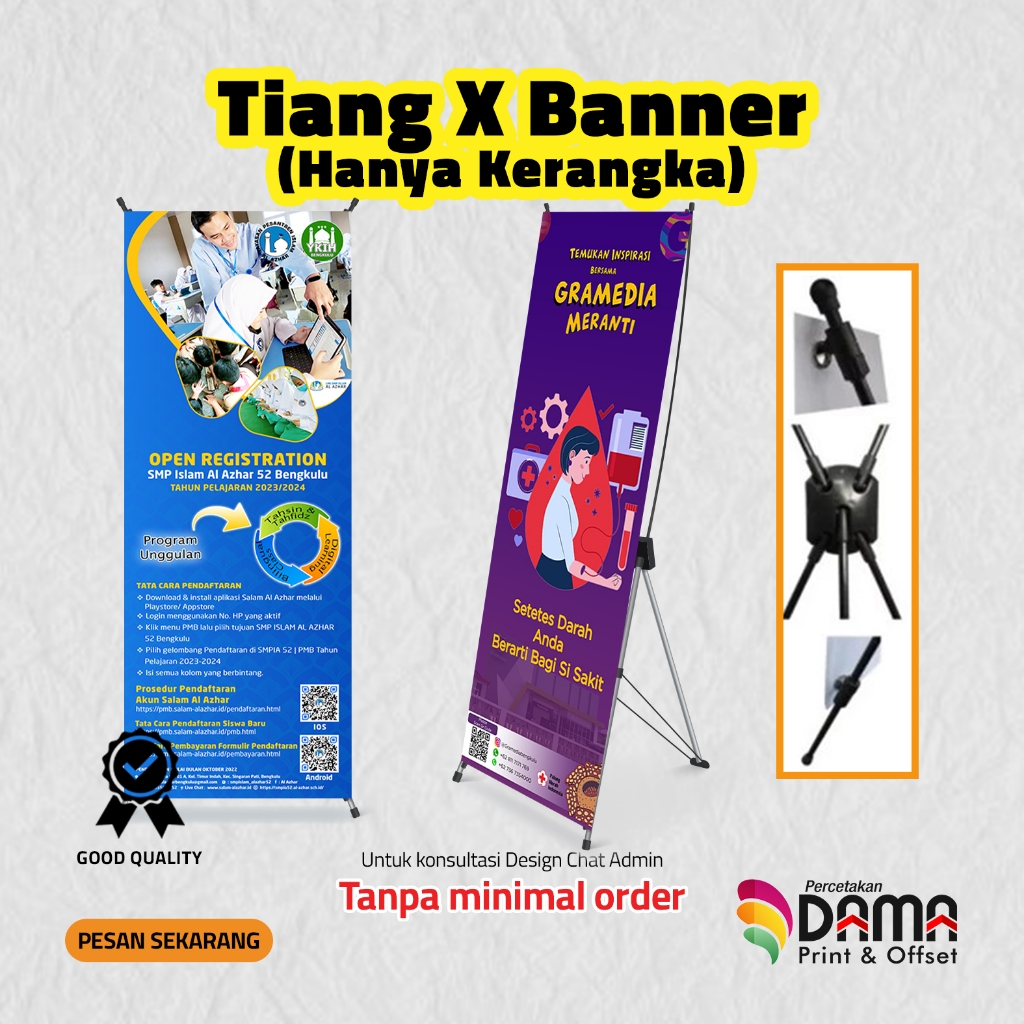 Pesan Sekarang Tiang X Banner / X BANNER FIBER BLACK / TIANG BANNER MURAH