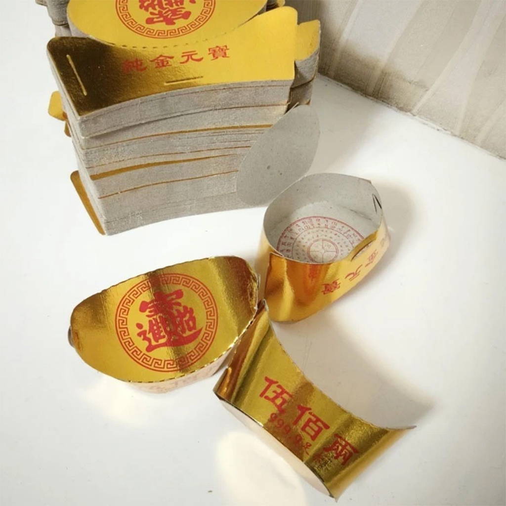 Terangbenderang_ 100Pcs Kertas Sembahyang Yen Pao Emas Yen Pao / Kertas /Kertas Sembahyang Leluhur