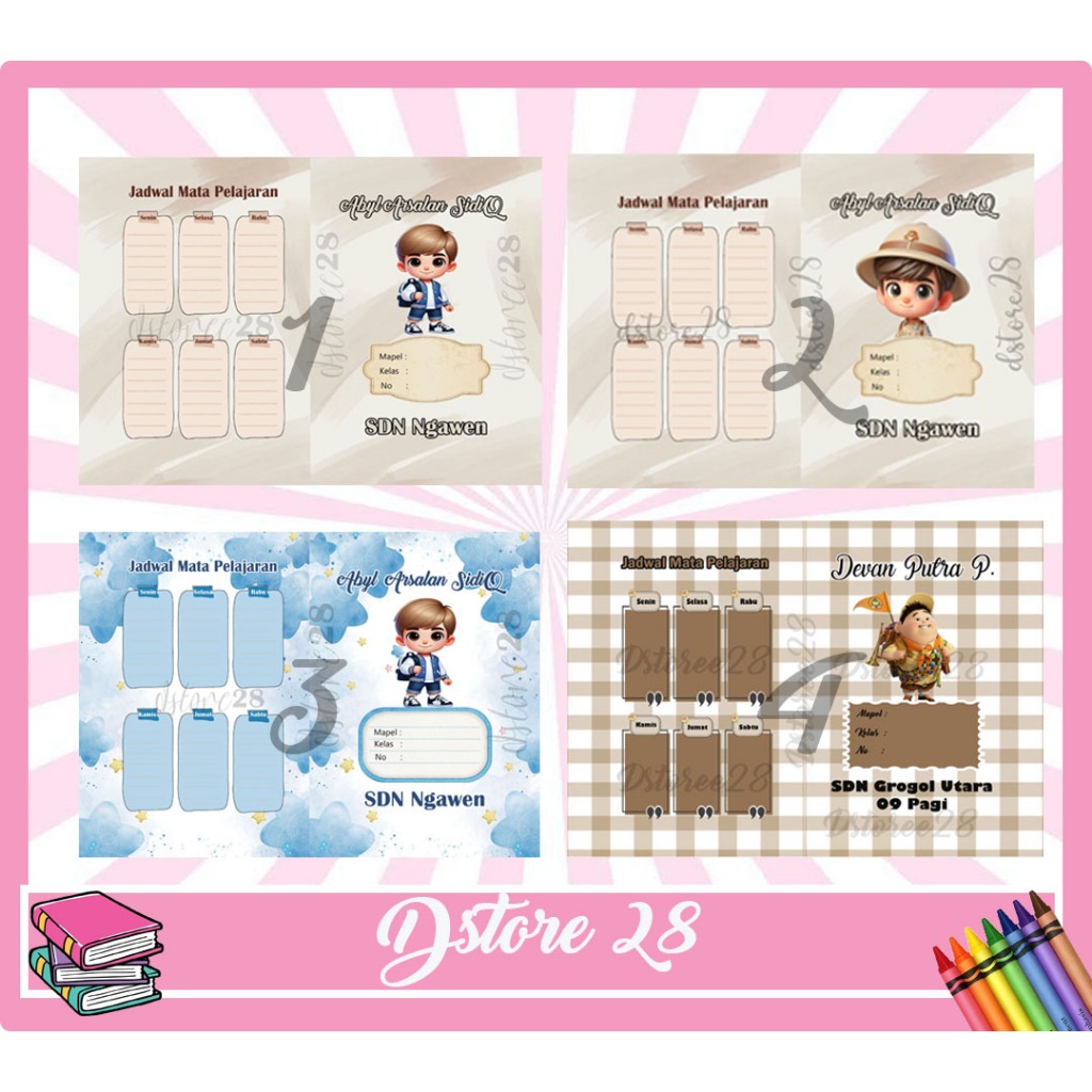 

Sampul Buku Tulis Custom Nama Desain Cover Book craft Isi 10 Lembar A5 B5