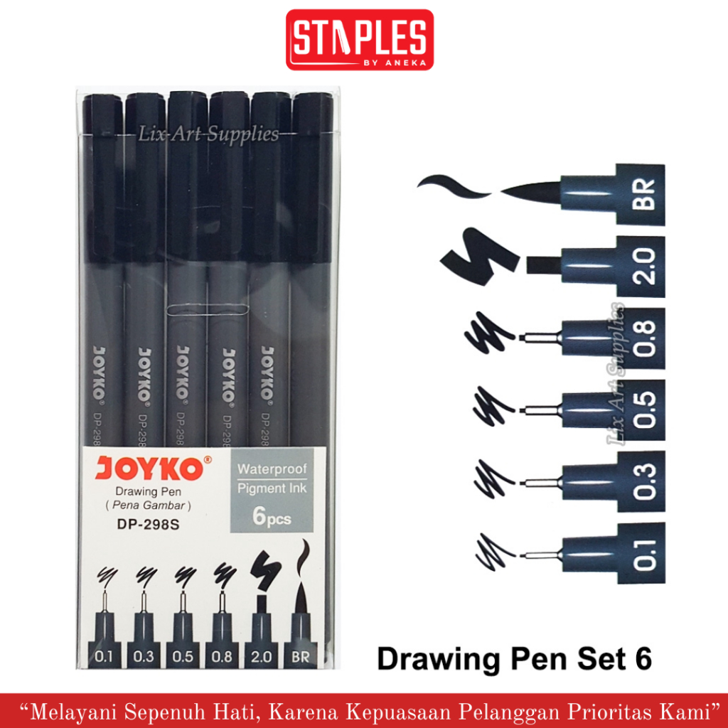 

Drawing Pen Joyko 1 Set / Pena Gambar Joyko DP-298S (1 set isi 6 buah) / Drawing Pen Set