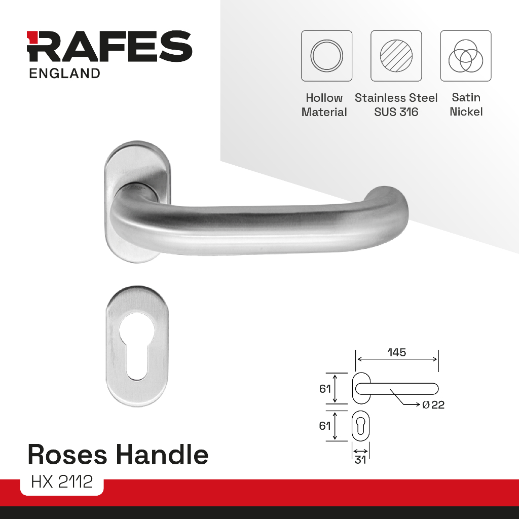 HANDLE PINTU ROSES RAFES ENGLAND | HX 2112