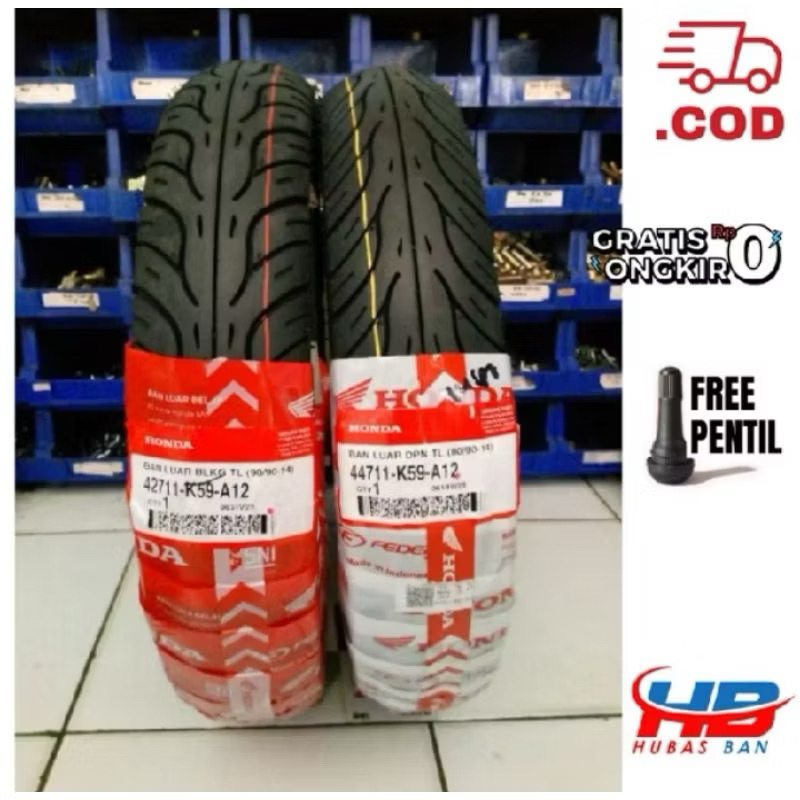 BAN MOTOR SEPASANG MATIC,90/90.14 DAN 80/90.14,MERK FEDERAL TUBELES