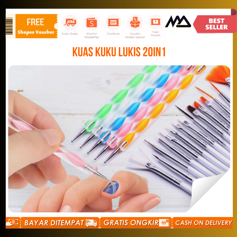 

Kuas Kuku Lukis 20in1 Nail Art Dotting Tools / Kuas lukis kuku halus / Kuas liner nail art