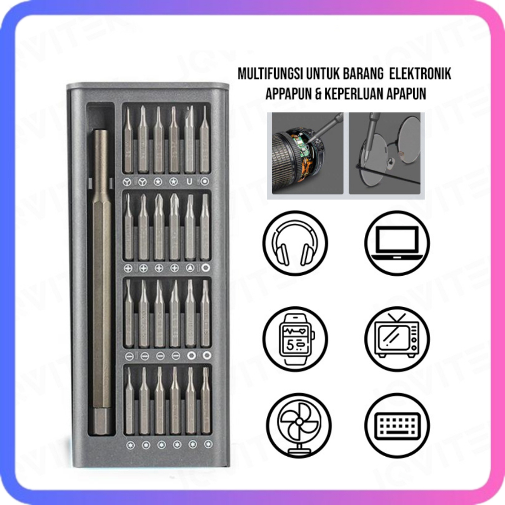 Obeng Set 24in1 Kepala Magnetic / Alat Perkakas Perlengkapan Service HP Jam Tangan Laptop Kamera