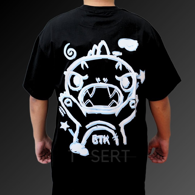 Btk Bestkiller Blue Brushstroke Monster Black Tee Original / Kaos Btk Bestkiller Authentic Asli