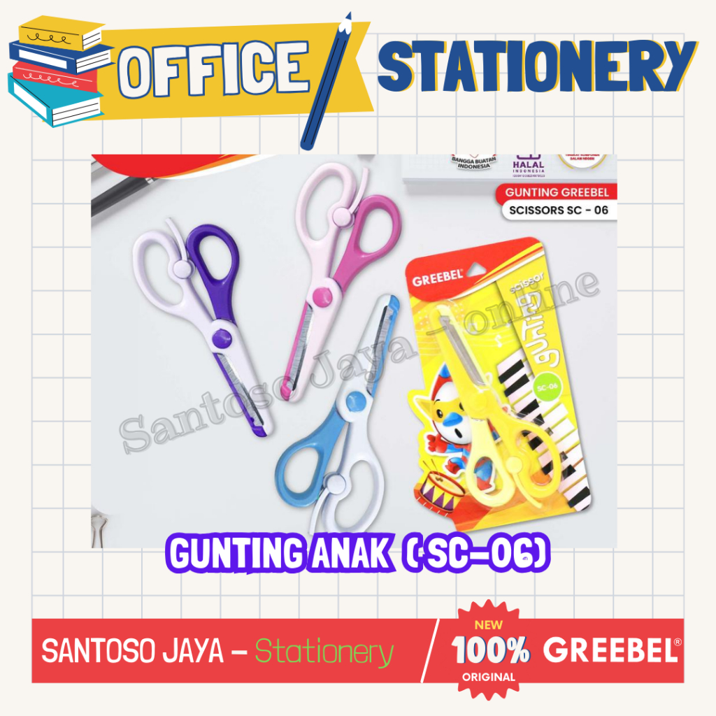 

Gunting Anak GREEBEL Kepala Tumpul - Kids Scissor GREEBEL Blunt Head SC-06