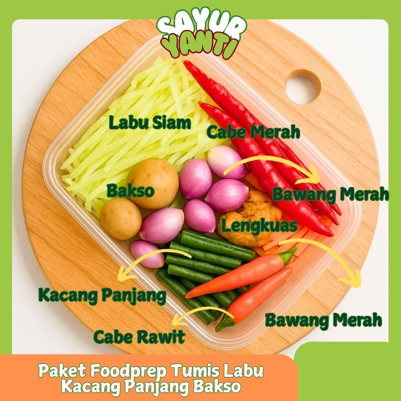

[KIRIM INSTAN] Paket Foodprep Tumis Labu Siam Kacang Panjang Bakso - Sayur Yanti