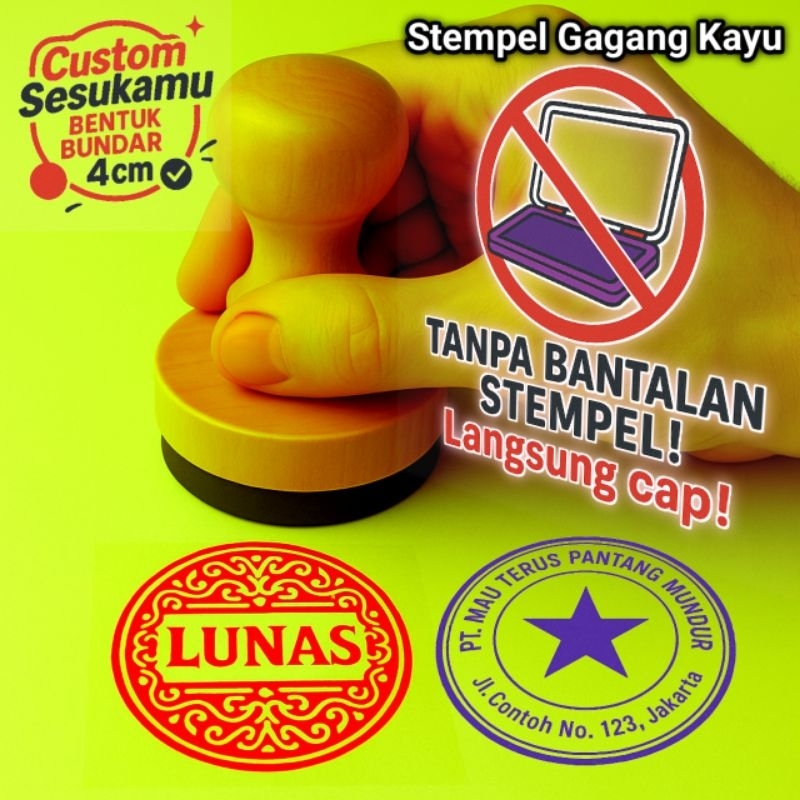 

Stempel Kayu CUSTOM! – Langsung Cap Tanpa Bantalan, Sudah Berisi Tinta Otomatis Siap Pakai!