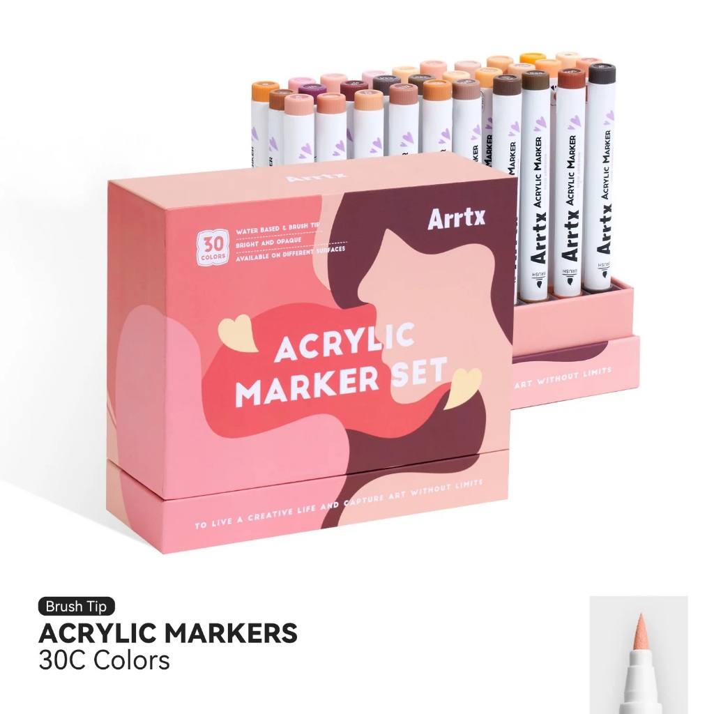 

arrtx acrylic marker set 30 skin tone colors