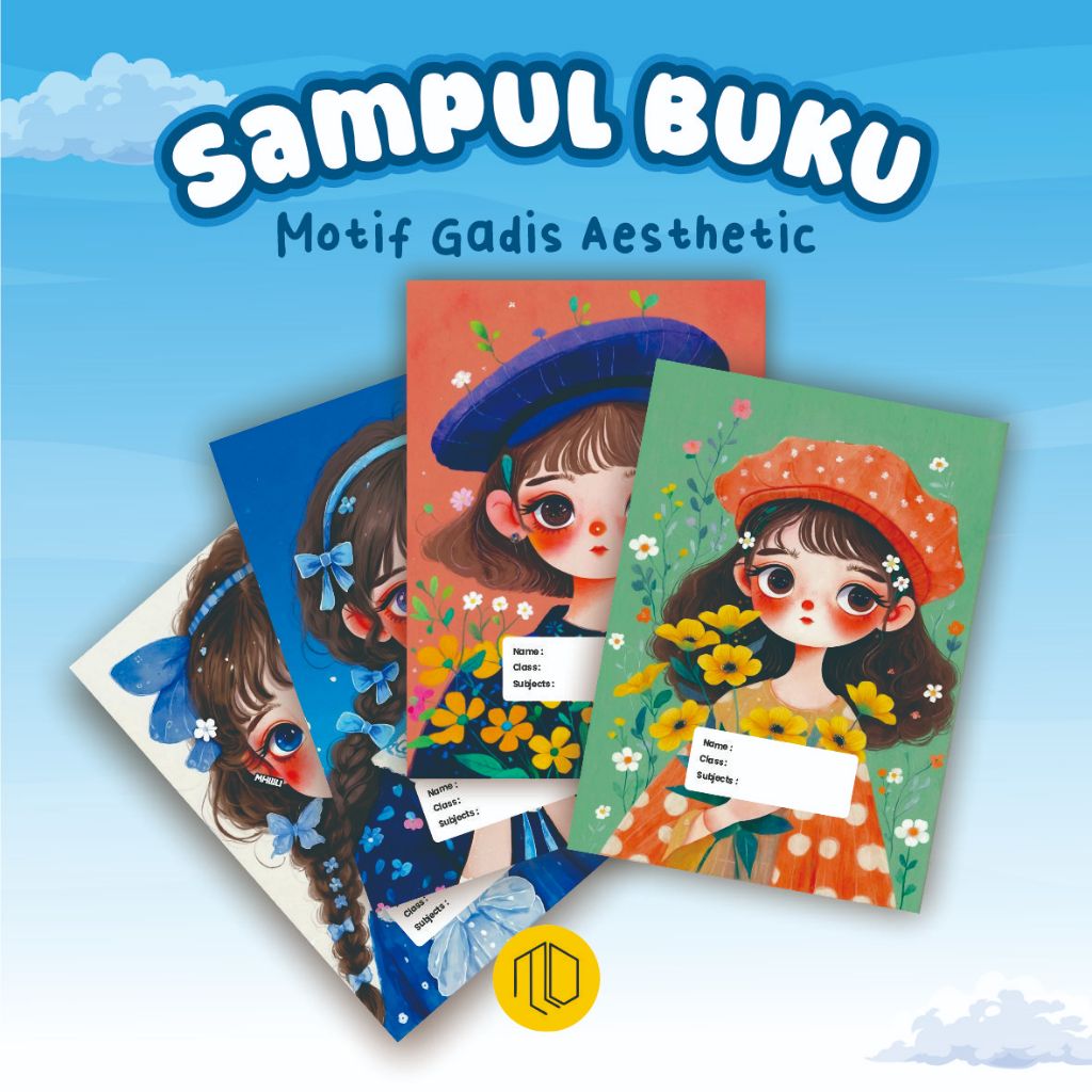 Sampul Buku Karakter Motif Gadis Aesthetic Isi 10 Pcs - Sampul Buku Tulis Aesthetic Custom Nama Sidu