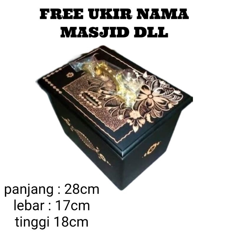 KOTAK AMAL MASJID/ KOTAK AMAL MURAH / KOTAK INFAQ / CELENGAN KAYU JATI MOTIF UKIR CUKIT FREE UKIR NA