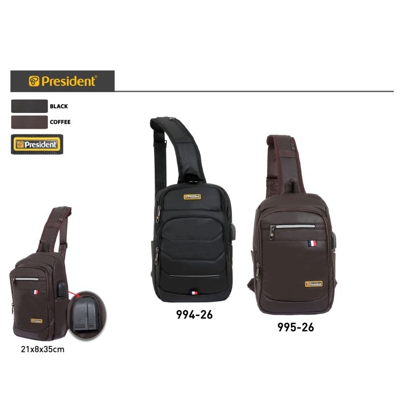 CHEST BAG PRESIDENT 991-26 / 994-26 | WAIST BAG PRESIDENT ORIGINAL | SLING BAG PRESIDENT GARANSI RES