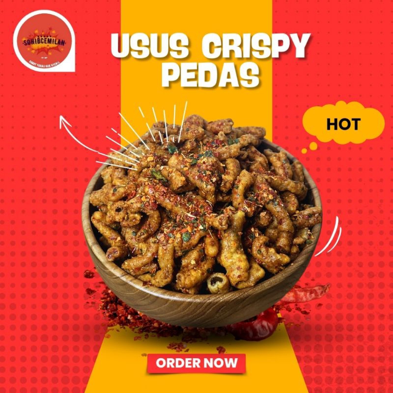 

usus crispy pedas 100 gram murah meriah di packing rapih aman sebindonesia sudah jelas ber bpom
